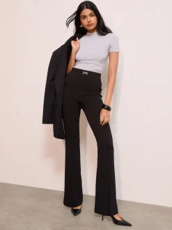 Friends Like These Black Trim Sculpting Stretch Flared Trousers Online