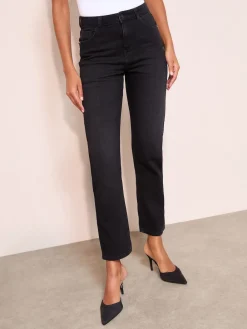 Friends Like These Petite Ankle Straight Leg Jeans Black Denim