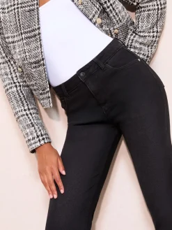 Friends Like These Petite Ankle Straight Leg Jeans Black Denim