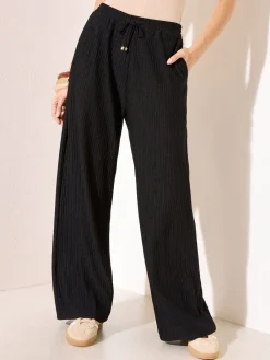 Friends Like These Ripple Texture Wide Leg Trousers Black Best