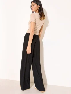Friends Like These Ripple Texture Wide Leg Trousers Black Best