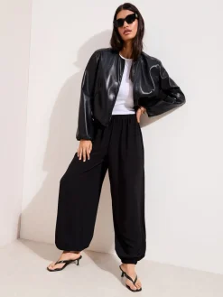 Friends Like These Balloon Trousers With Elasticated Waist Black