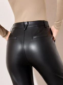 Friends Like These Petite Faux Leather Straigh Leg Trousers Black Outlet