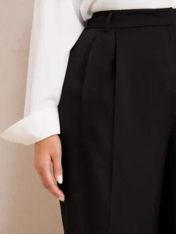 Friends Like These Curve Premium Elastic Back Tailored Wide Leg Trousers Black New