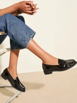 Friends Like These Flat Ruched Comfort Slip On Penny Loafers Black Discount