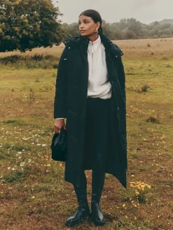 Friends Like These Long Line Hooded Padded Coat Black Best