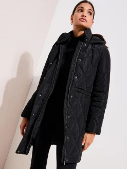 Friends Like These Mid Length Padded Coat Black New