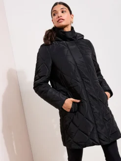 Friends Like These Mid Length Padded Coat Black New