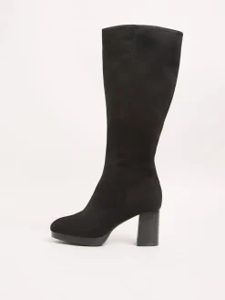 Friends Like These Black Standard fit Platform Block Heel Knee High Faux Suede Long Boots