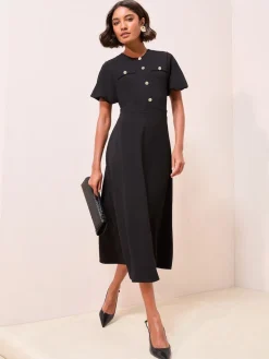 Friends Like These Military Midi Dress Black Sale