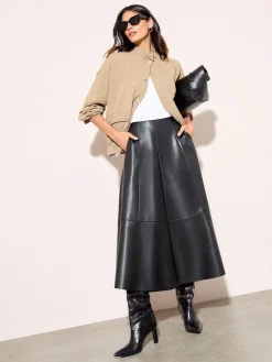 Friends Like These Faux Leather Midi Skirt Black Best