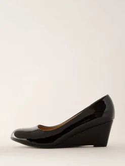 Friends Like These Wide Fit Mid Wedge Round Toe Court Shoes Black Hot