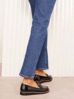 Friends Like These Black Standard Fit Comfort Patent Faux Leather Flat Loafers Sale