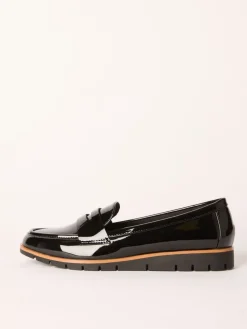 Friends Like These Black Standard Fit Comfort Patent Faux Leather Flat Loafers Sale