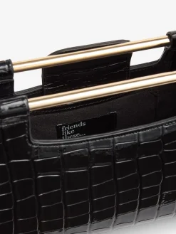 Friends Like These Black Croc Effect Grab Handle Clutch Bag