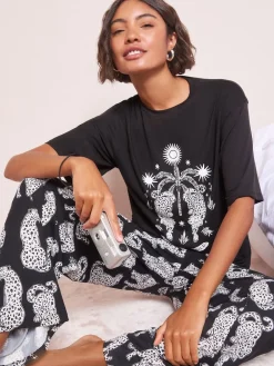 Friends Like These Black Cheetah Print Pyjamas Set Clearance