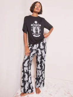 Friends Like These Black Cheetah Print Pyjamas Set Clearance