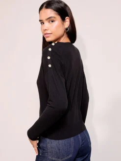 Friends Like These Black Petite Button Shoulder Jumper Discount