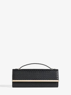Friends Like These Top Handle Weave Clutch Bag Black Clearance
