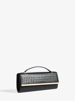 Friends Like These Top Handle Weave Clutch Bag Black Clearance