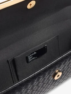 Friends Like These Top Handle Weave Clutch Bag Black Clearance