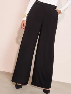 Friends Like These Adjustable Waist Premium Wide Leg Trousers Black Hot