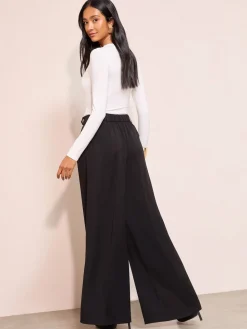 Friends Like These Adjustable Waist Premium Wide Leg Trousers Black Hot