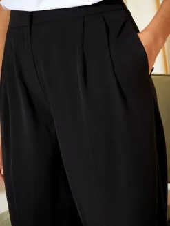 Friends Like These Black Premium Elastic Back Tailored Wide Leg Trousers Online