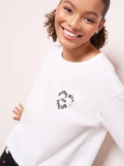 Friends Like These Black/White Bonne Nuit Heart Long Sleeve Pyjamas New