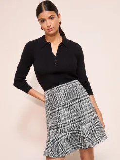 Friends Like These Boucle Flippy Mini Skirt Black/White New