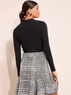 Friends Like These Boucle Flippy Mini Skirt Black/White New
