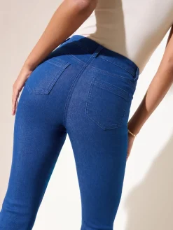Friends Like These Blue Petite High Waist Pocket Flare Jeans Best