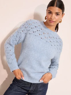 Friends Like These Pointelle Stitch Jumper Blue New