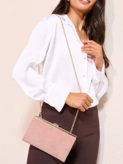 Friends Like These Blush Pink Suedette Occasion Clutch Bag New