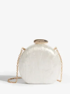 Friends Like These Round Acrylic Clutch Bag Bridal White Online