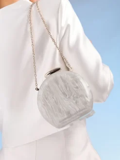 Friends Like These Round Acrylic Clutch Bag Bridal White Online