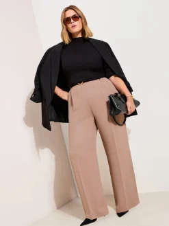 Friends Like These Brown Curve Pull On Side Stripe Trousers Clearance