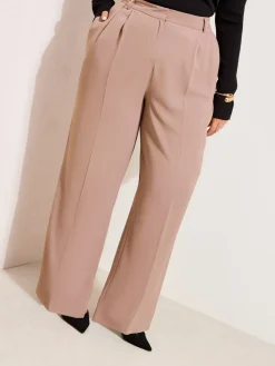 Friends Like These Brown Curve Pull On Side Stripe Trousers Clearance