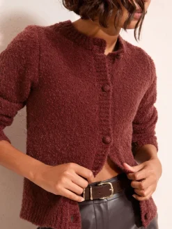 Friends Like These Boucle Cardigan Burgundy Red Online