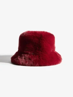 Friends Like These Faux Fur Bucket Hat Burgundy Red Online