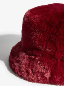 Friends Like These Faux Fur Bucket Hat Burgundy Red Online