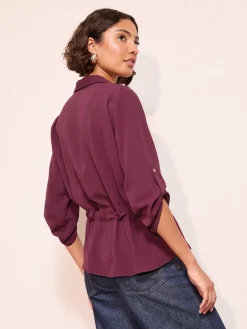 Friends Like These Utility Style Tie Waist Shirt Burgundy Online