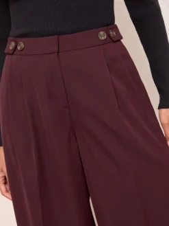 Friends Like These Adjustable Waist Premium Wide Leg Trousers Burgundy