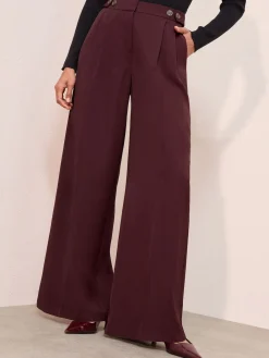 Friends Like These Adjustable Waist Premium Wide Leg Trousers Burgundy