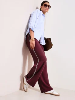 Friends Like These Petite Crochet Trim Wide Leg Trousers Burgundy Red Online