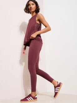 Friends Like These Burgundy Red Studio Wrap Over Gym Leggings Clearance