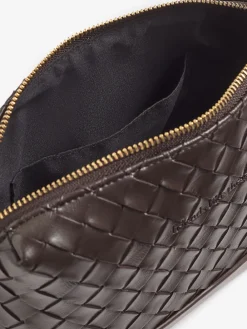 Friends Like These Weave Knotted Handle Cross-Body Bag Choc Brown Clearance