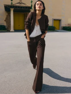 Friends Like These Chocolate Brown Peplum Collarless Jacket Outlet