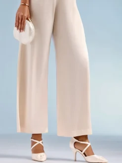 Friends Like These Cream Satin Twist Detail Cross Strap Mid Heel Bridal Court Shoe Hot