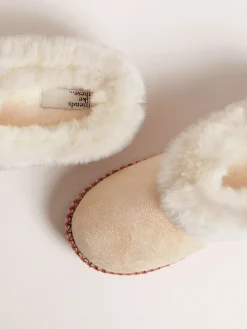 Friends Like These Faux Fur Cuff Embroidered Tape Nightwear Mule Slippers Cream Online